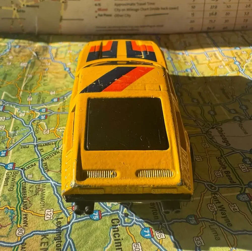 VINTAGE 1985 Matchbox Super GT Maserati Bora Yellow w/ Blue and Orange Stripes